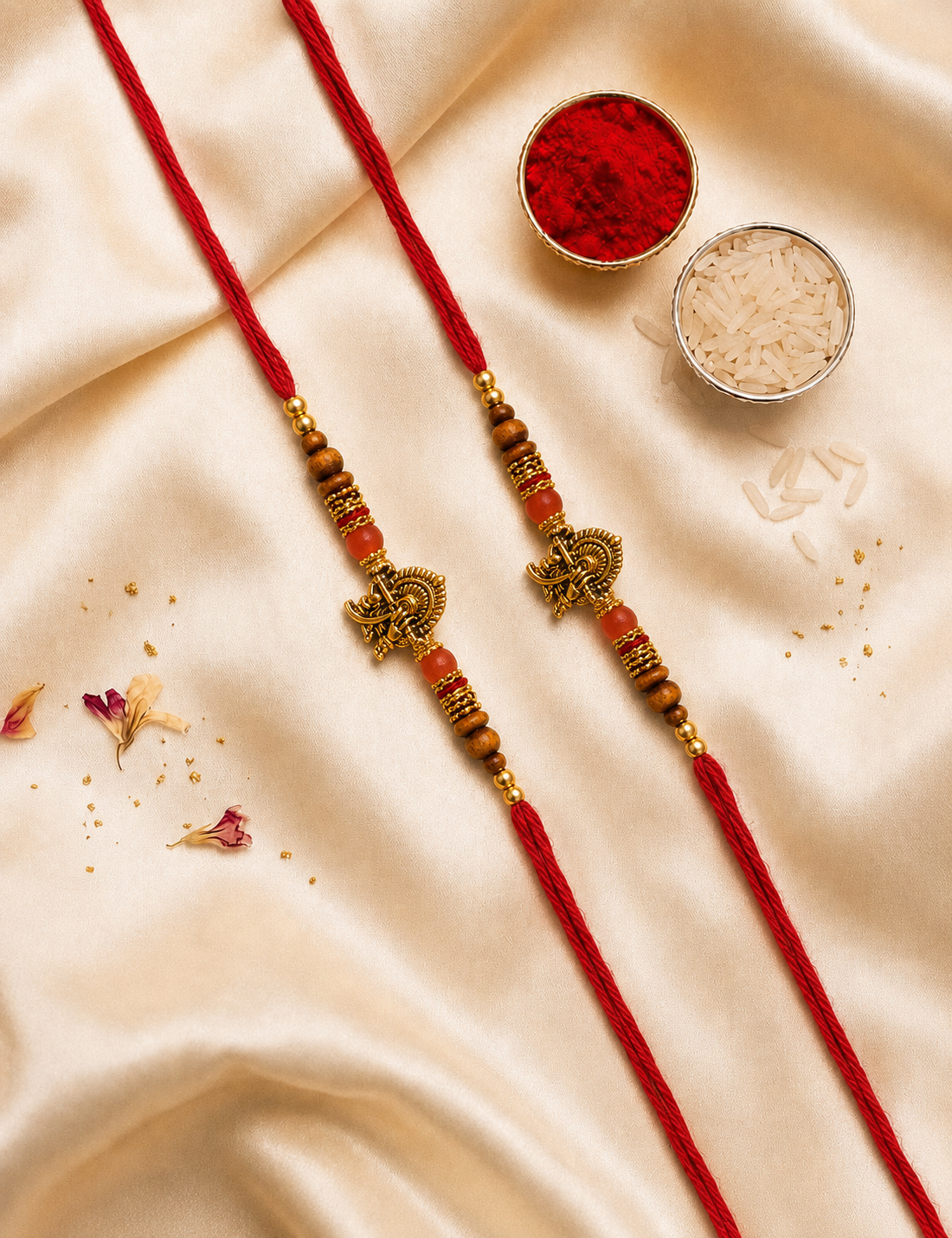 Golden Traditional Rakhi Combo