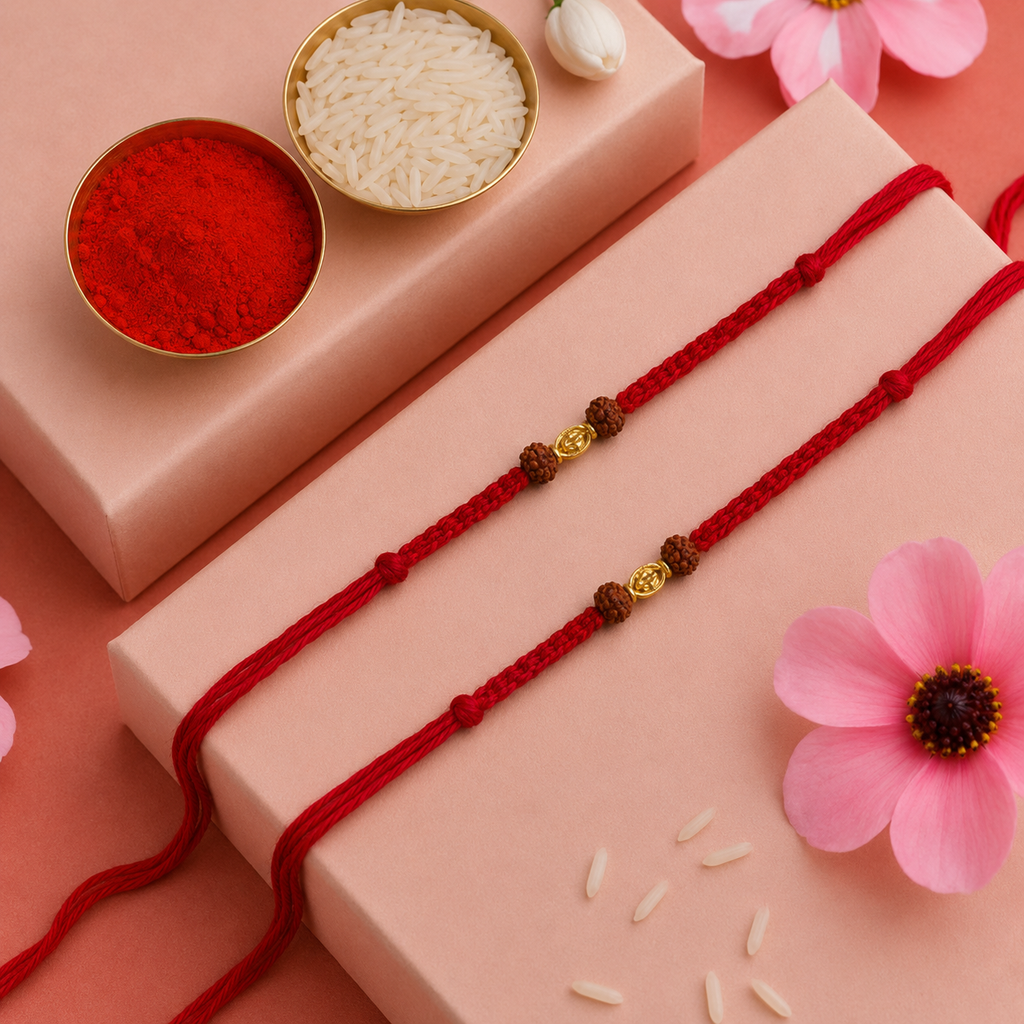 Simple Rudraksh Rakhi Combo