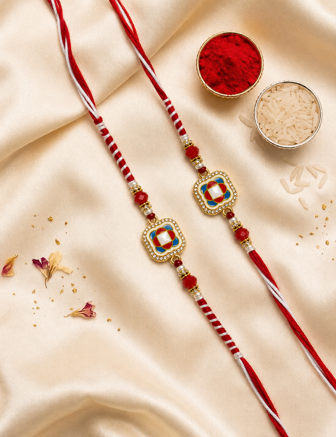 Square Designer Rakhi Pair