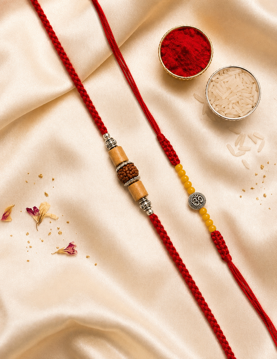 Rudraksha Om Rakhi Combo