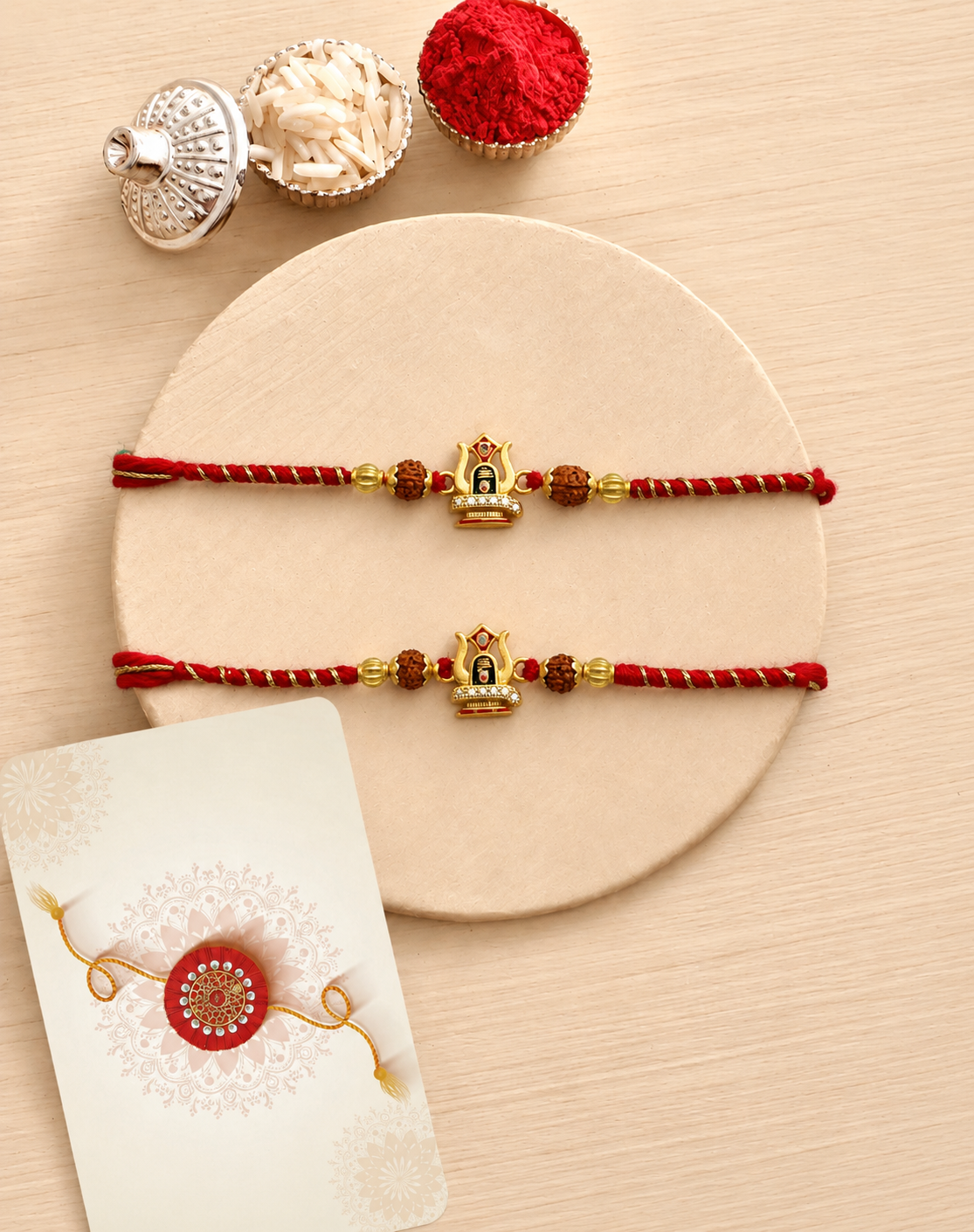 Shivling Crown Rakhi Combo