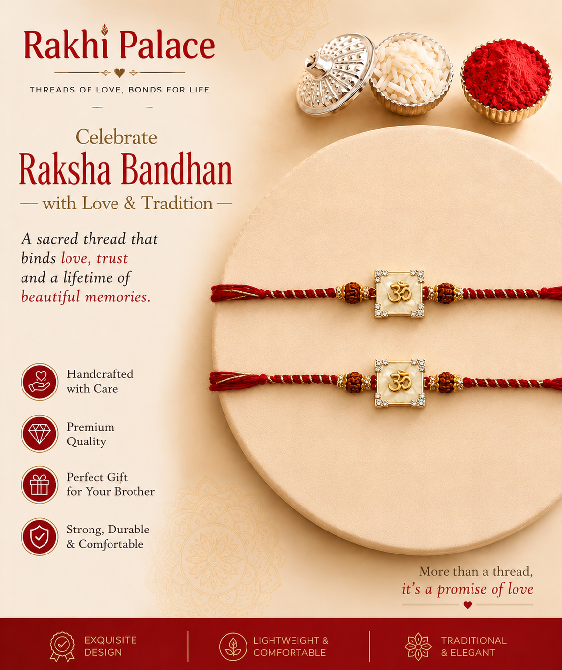Pearl Shell Om Rakhi Set