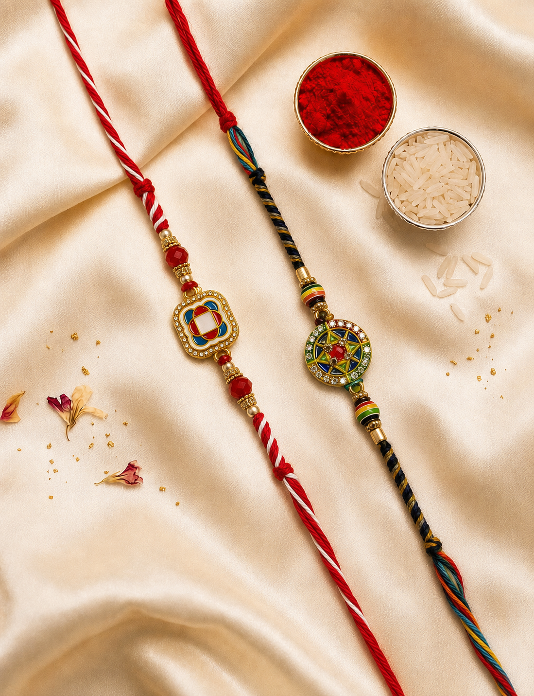 Floral & Chakra Rakhi Combo