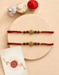 Heritage Gold Rudraksha Rakhi Pair
