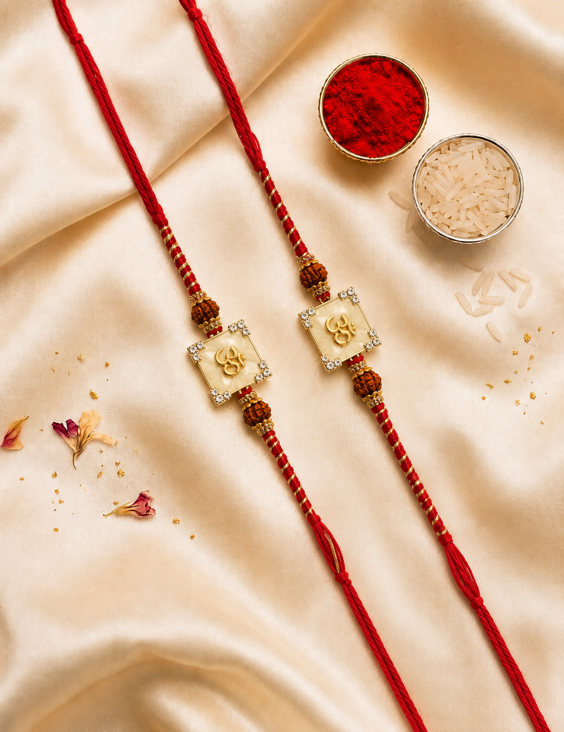 Pearl Shell Om Rakhi Set