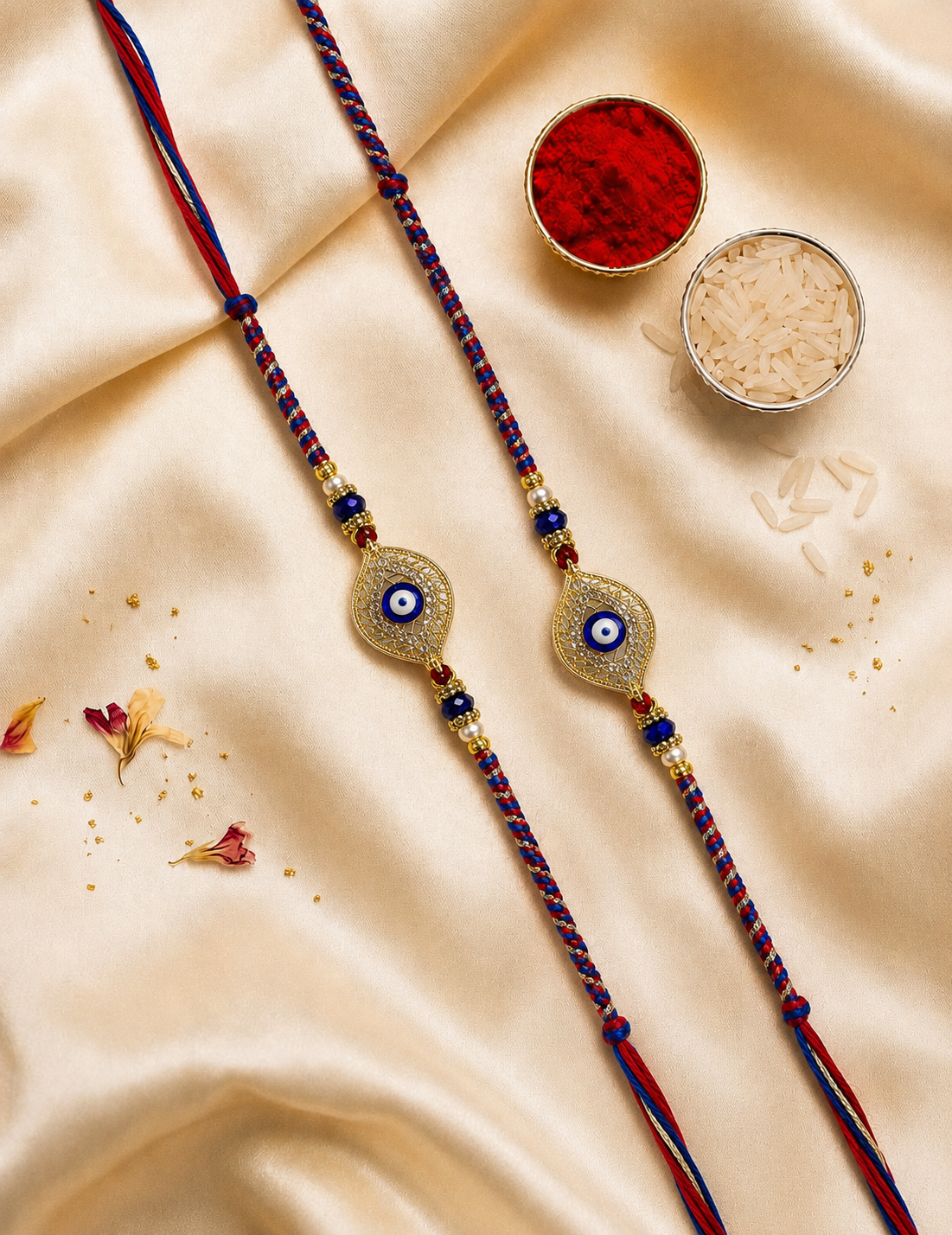 Evil Eye Leaf Rakhi Pair