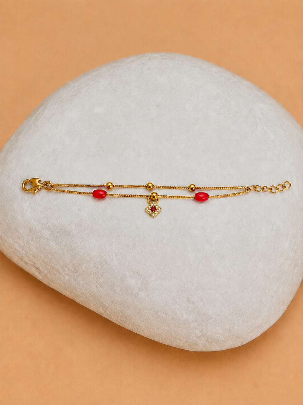 Red Charm Gold plated Bhabhi Rakhi Braclet