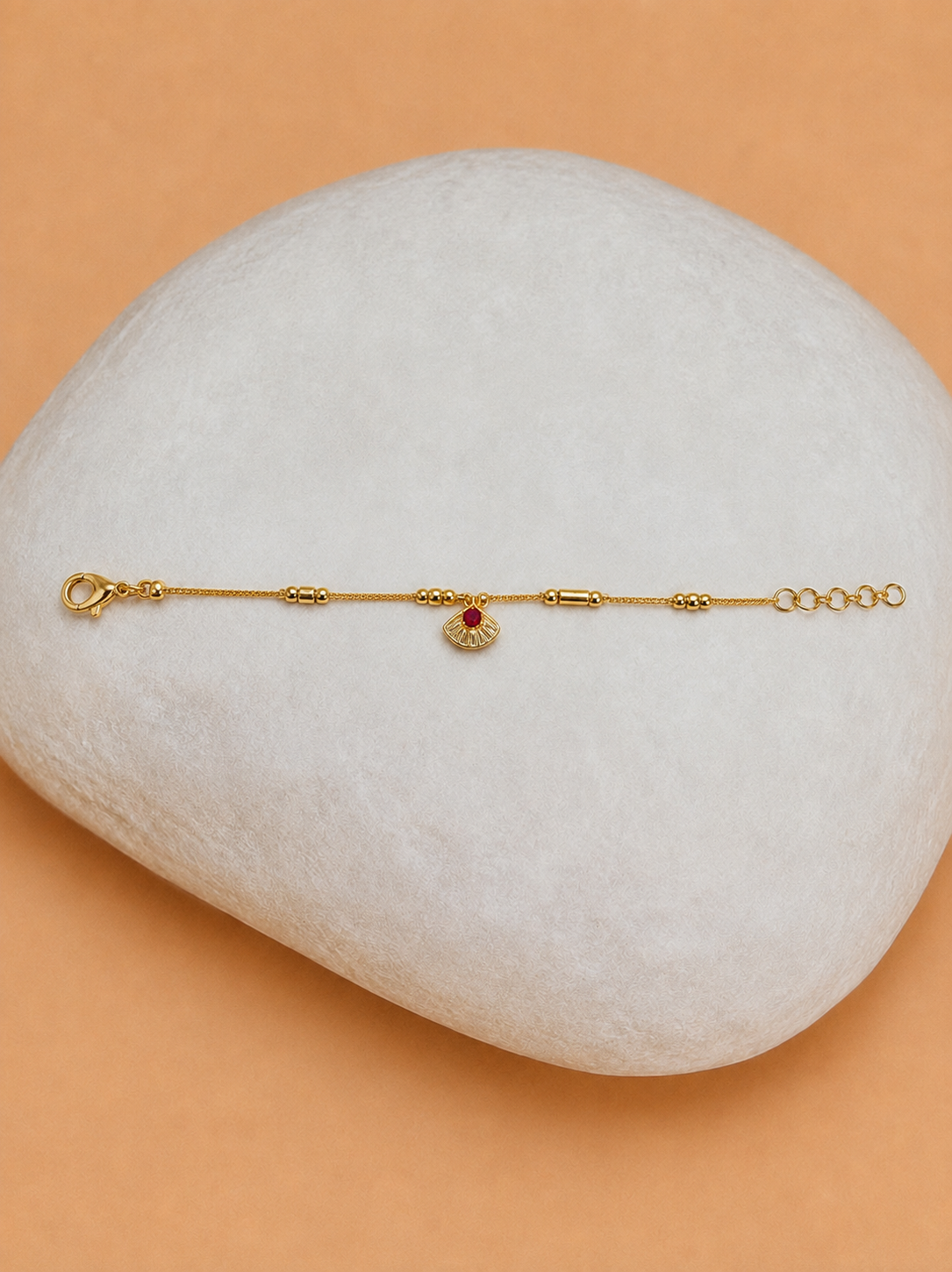 Elegant Gold Plated Red Stone Bhabhi Bracelet Rakhi