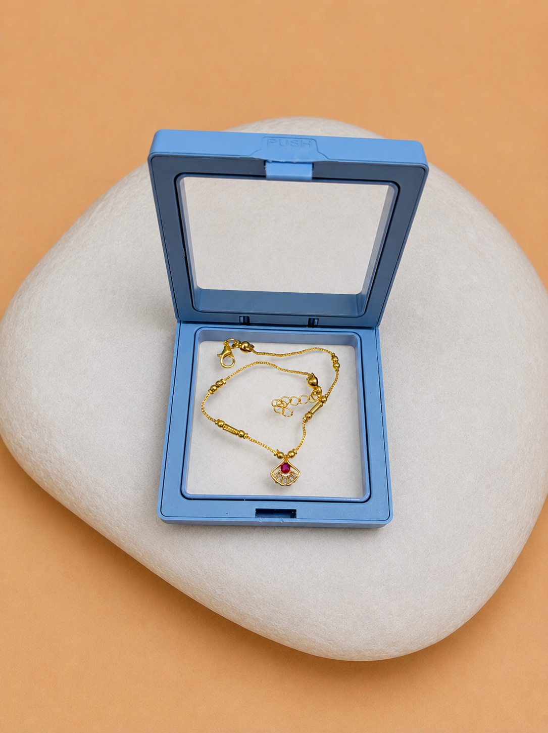 Elegant Gold Plated Red Stone Bhabhi Bracelet Rakhi
