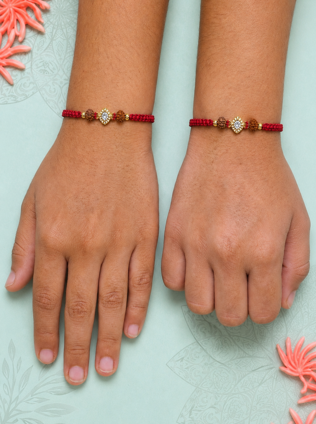 Luxury Rudraksha Diamond Rakhi Combo