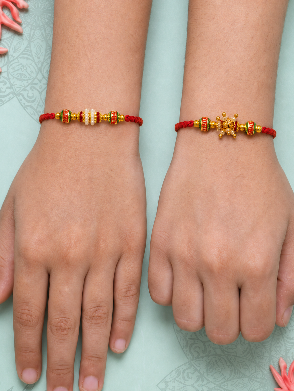 Golden Pearl Lumba Rakhi Combo