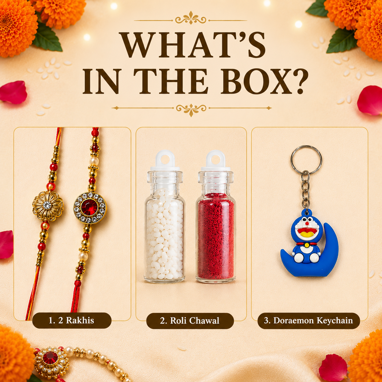 Bunny Flower Combo Rakhi Set