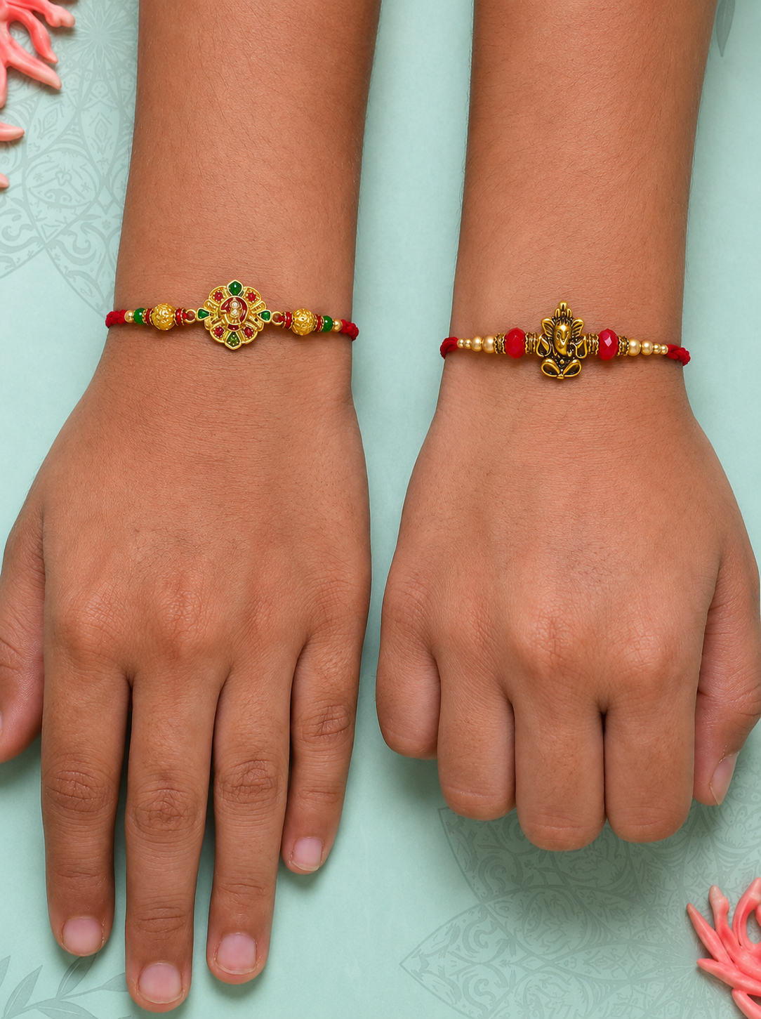 Royal Kundan Ganesh Rakhi Set