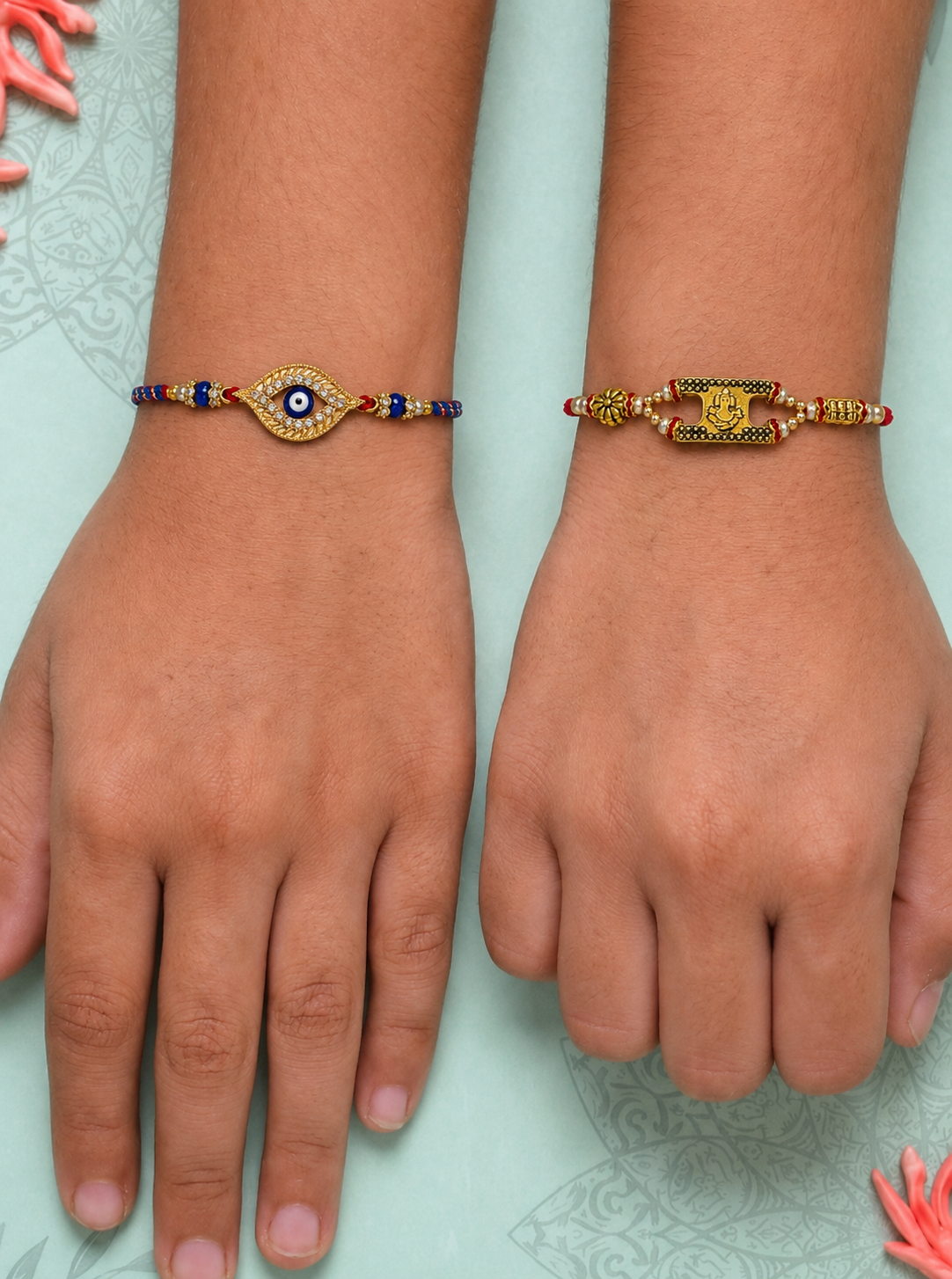 Evil Eye & Ganesh Rakhi Combo