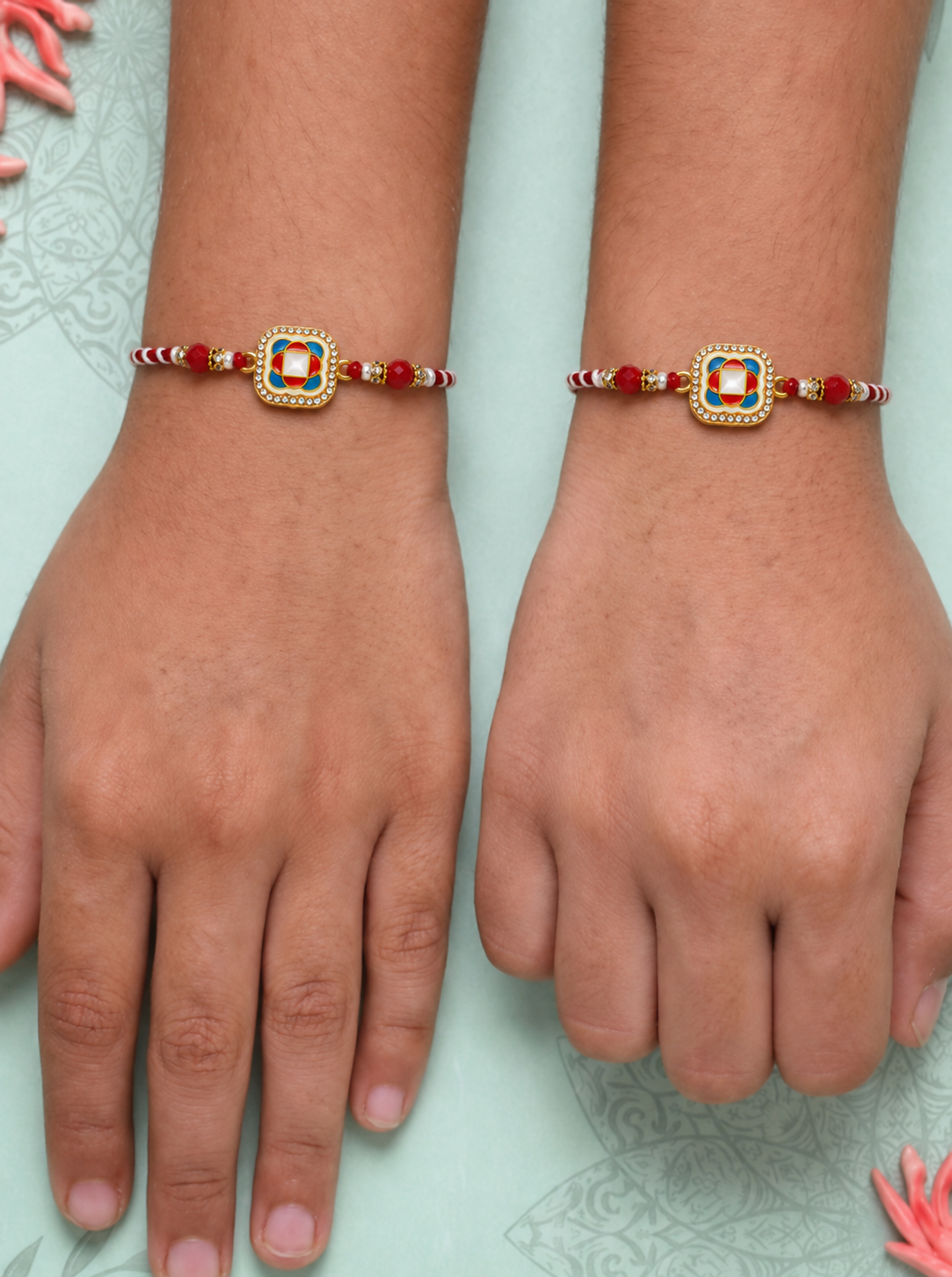 Square Designer Rakhi Pair