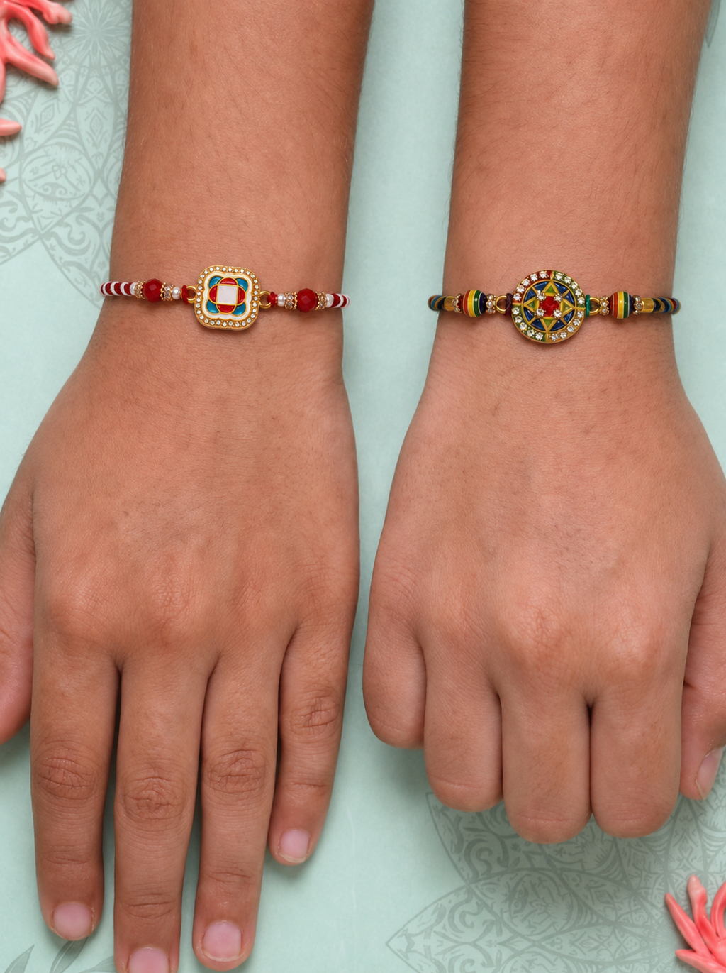 Floral & Chakra Rakhi Combo