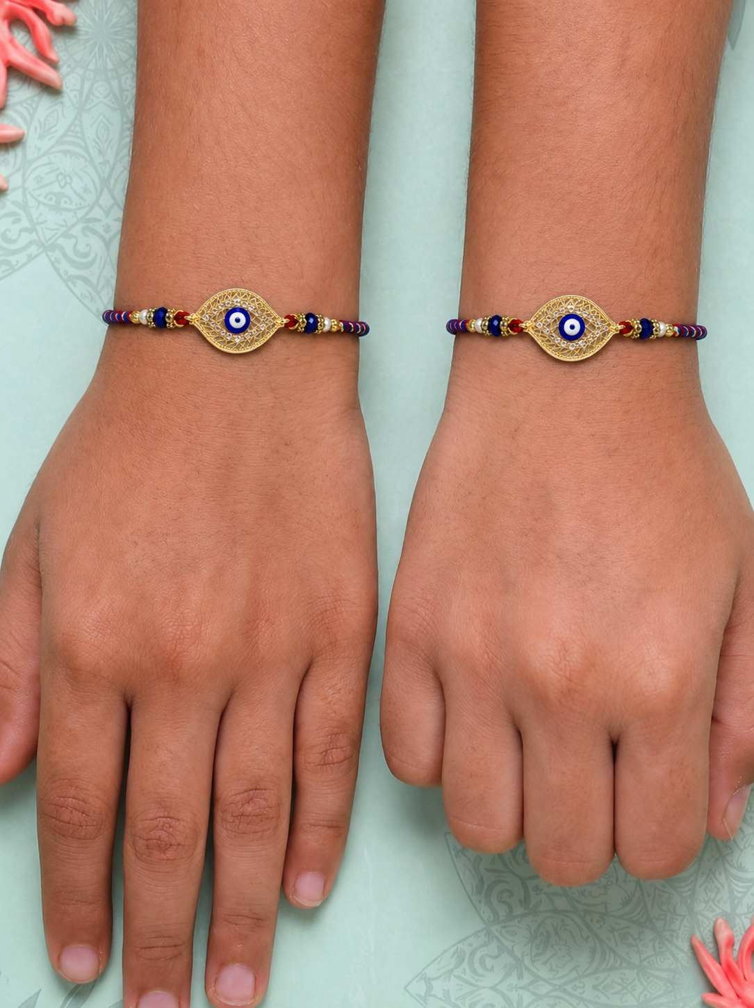 Evil Eye Leaf Rakhi Pair