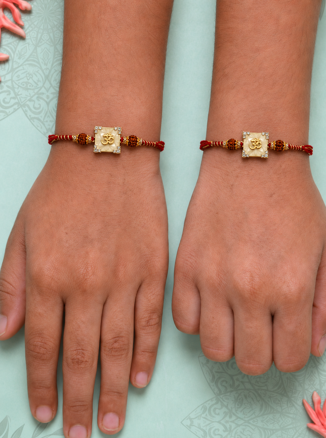 Pearl Shell Om Rakhi Set