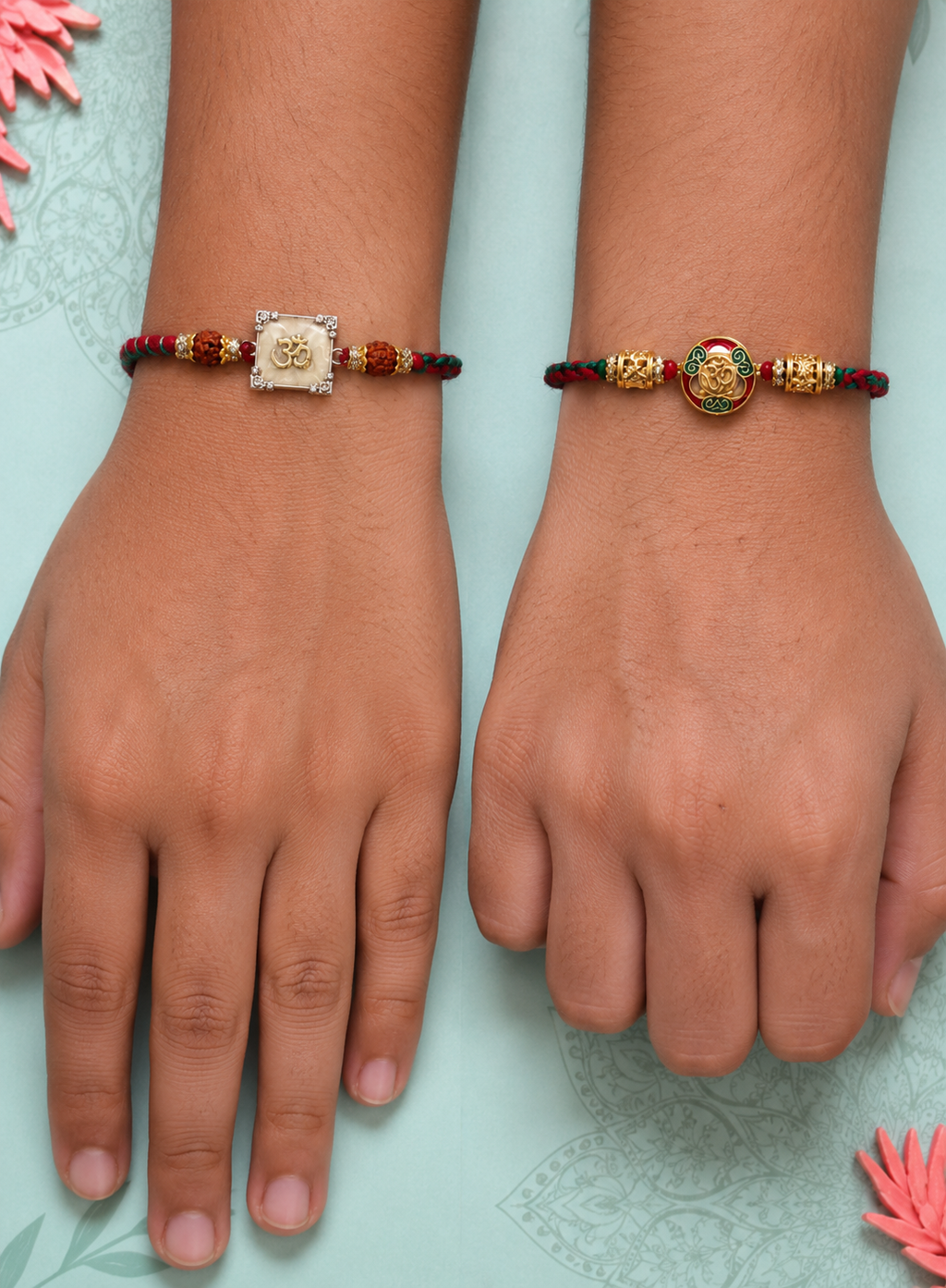 Golden&Pearl Om Rakhi Combo