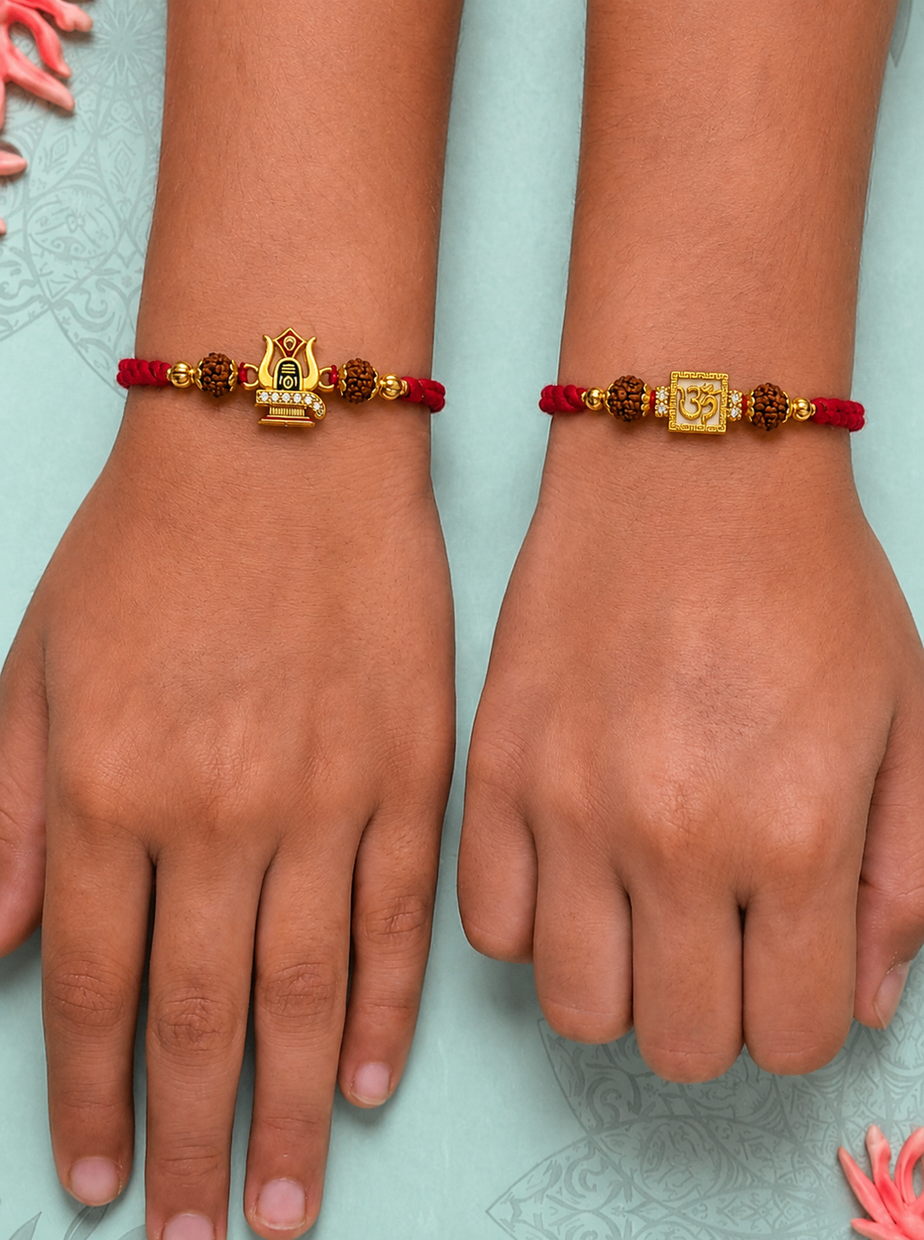 Shivling & Om Block Rakhi Combo