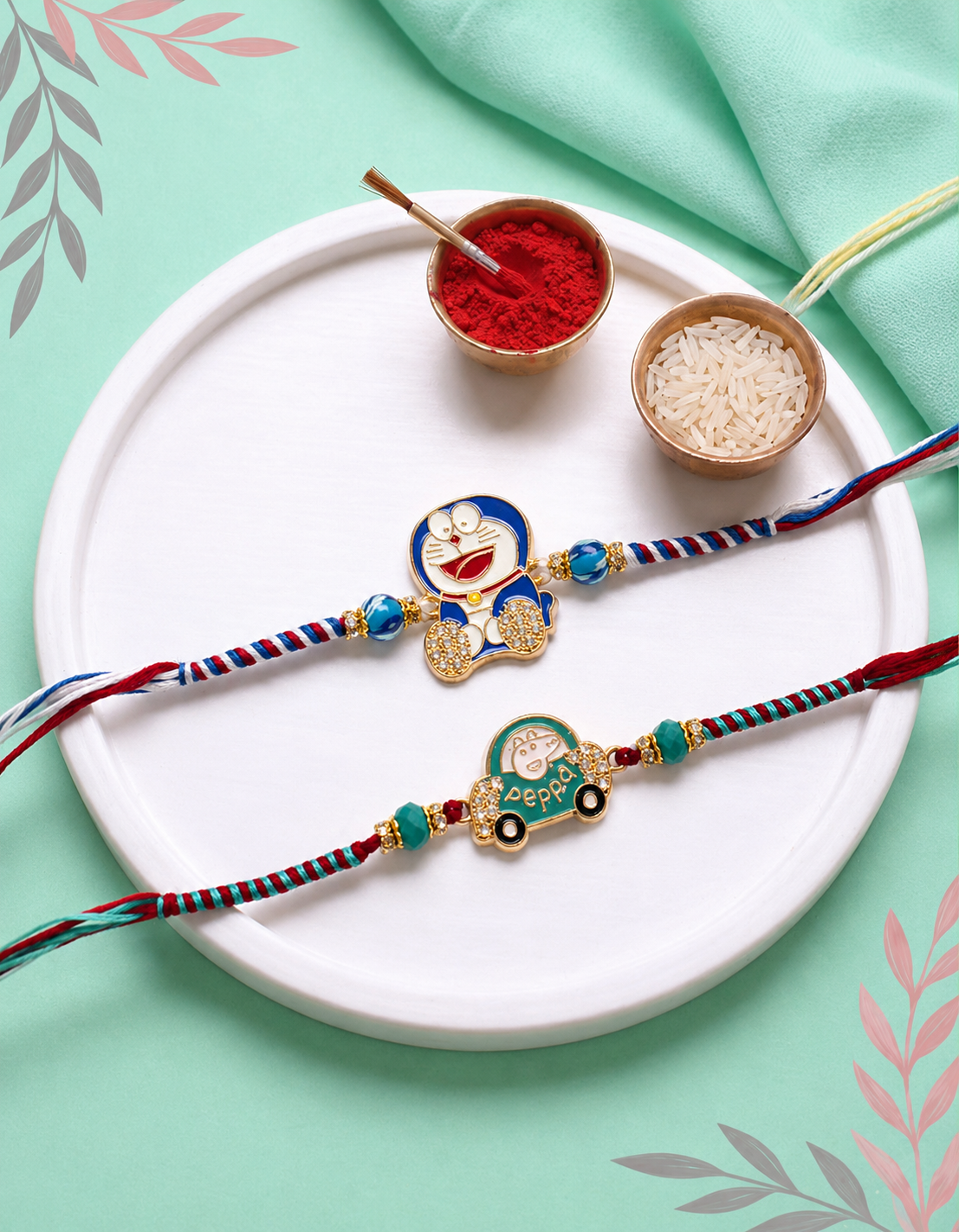 Doraemon & Peppa Car Combo Rakhi